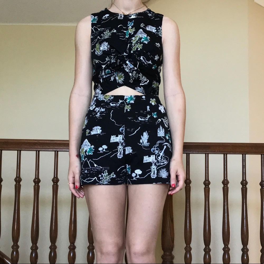 Black Vacation Print Zara Romper